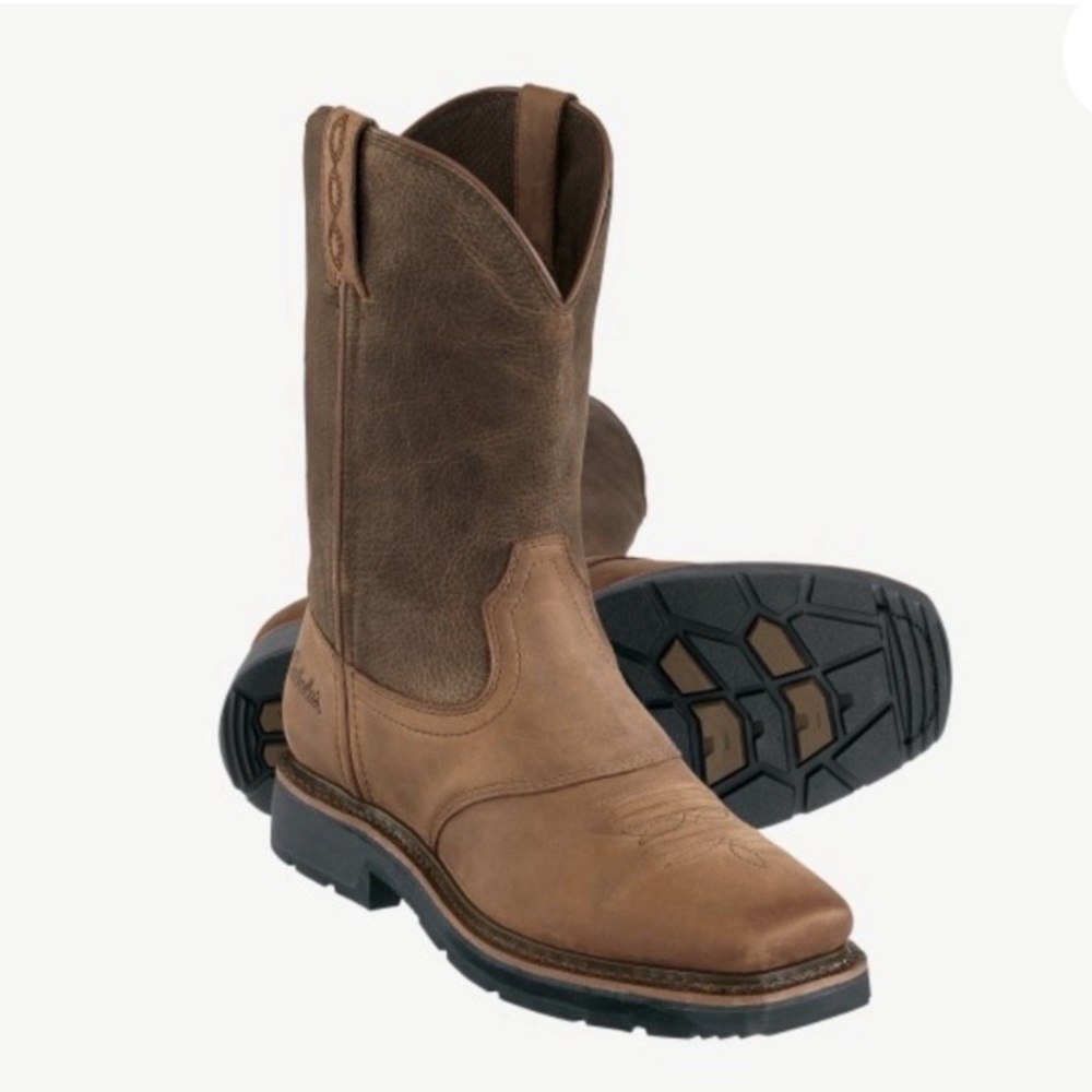Cabela's Pinedale Square-Toe Western Work Boots Leather Pull On 12 D